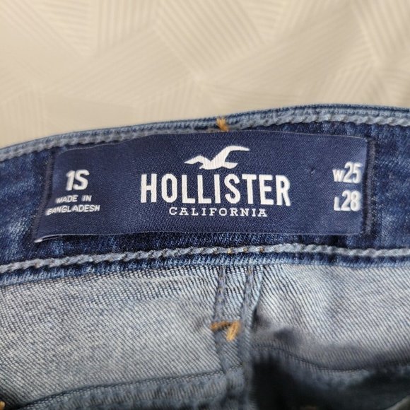 Hollister Womens Juniors Mid Rise Super Skinny Jeans Size 1S W25 L28 Distressed - Picture 5 of 6